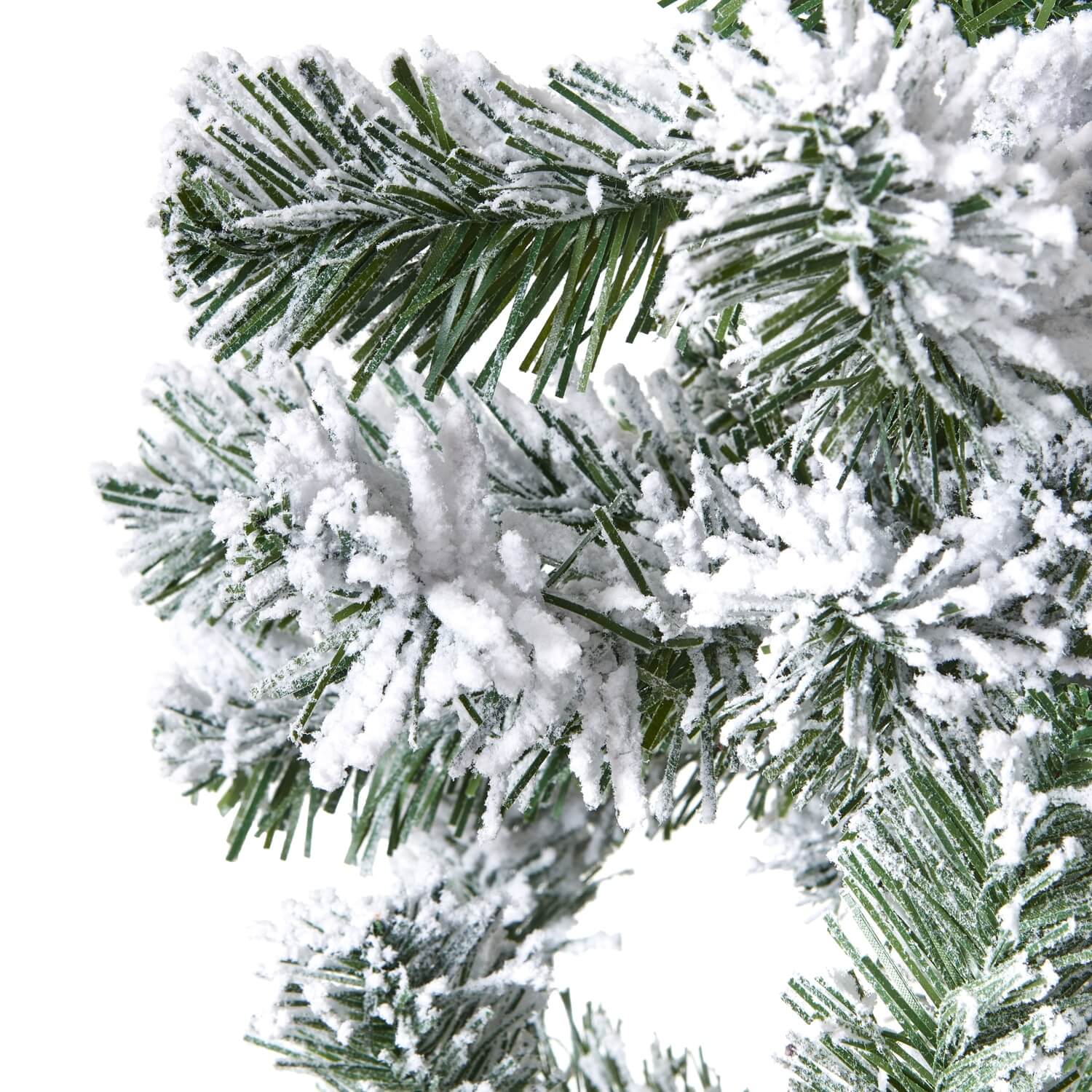 210cm snowy spruce artificial Christmas tree with lifelike snow-dusted branches and hinged assembly by Sostter at brixbailey.com