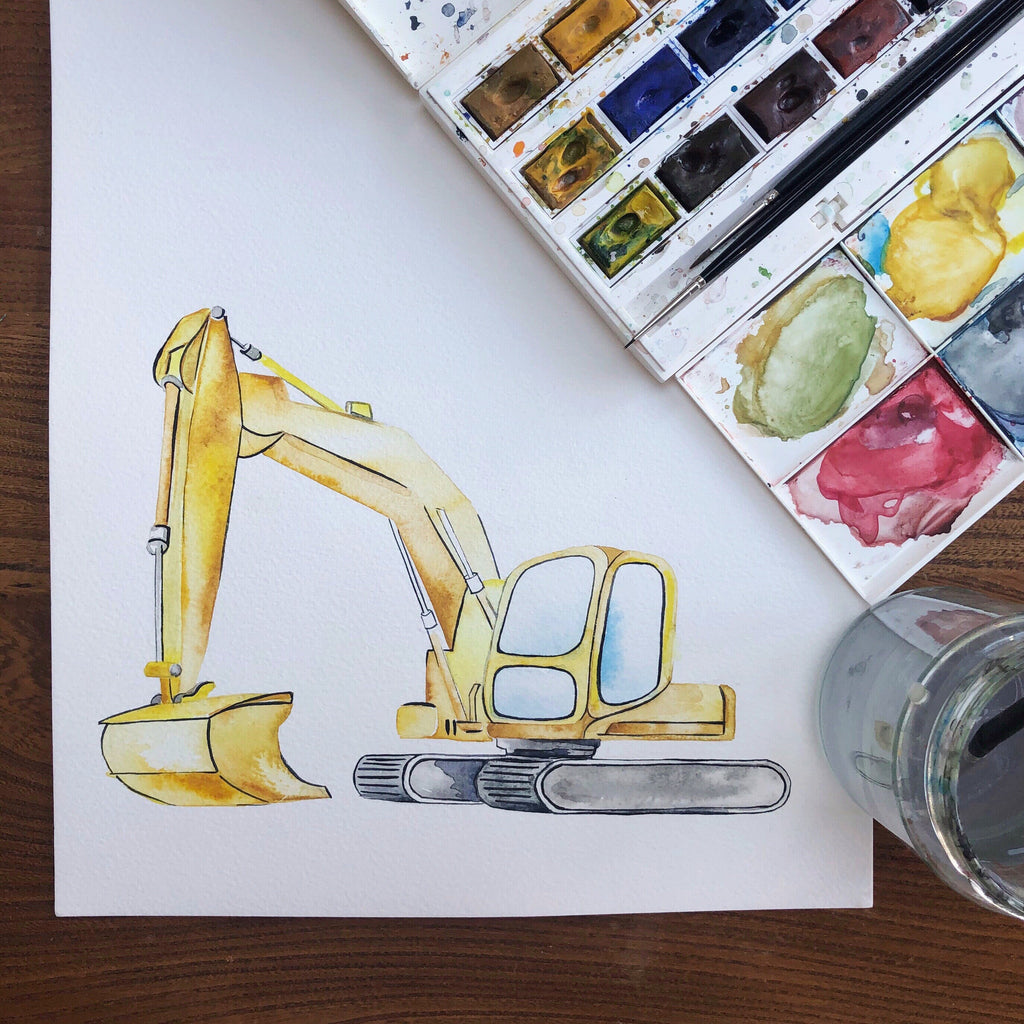 Watercolour Digger Children's wall print