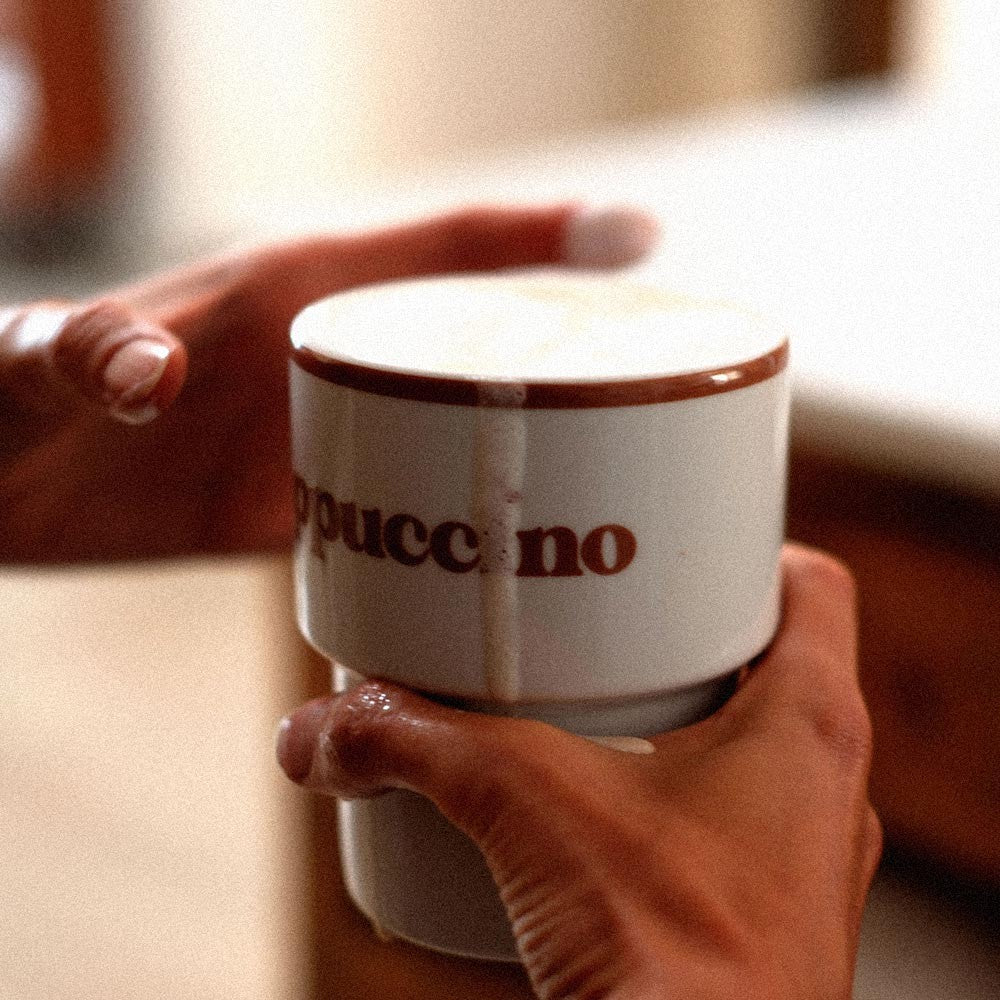 terra mamma ceramic mug in morning light on a kitchen countertop, ready for a practical daily coffee