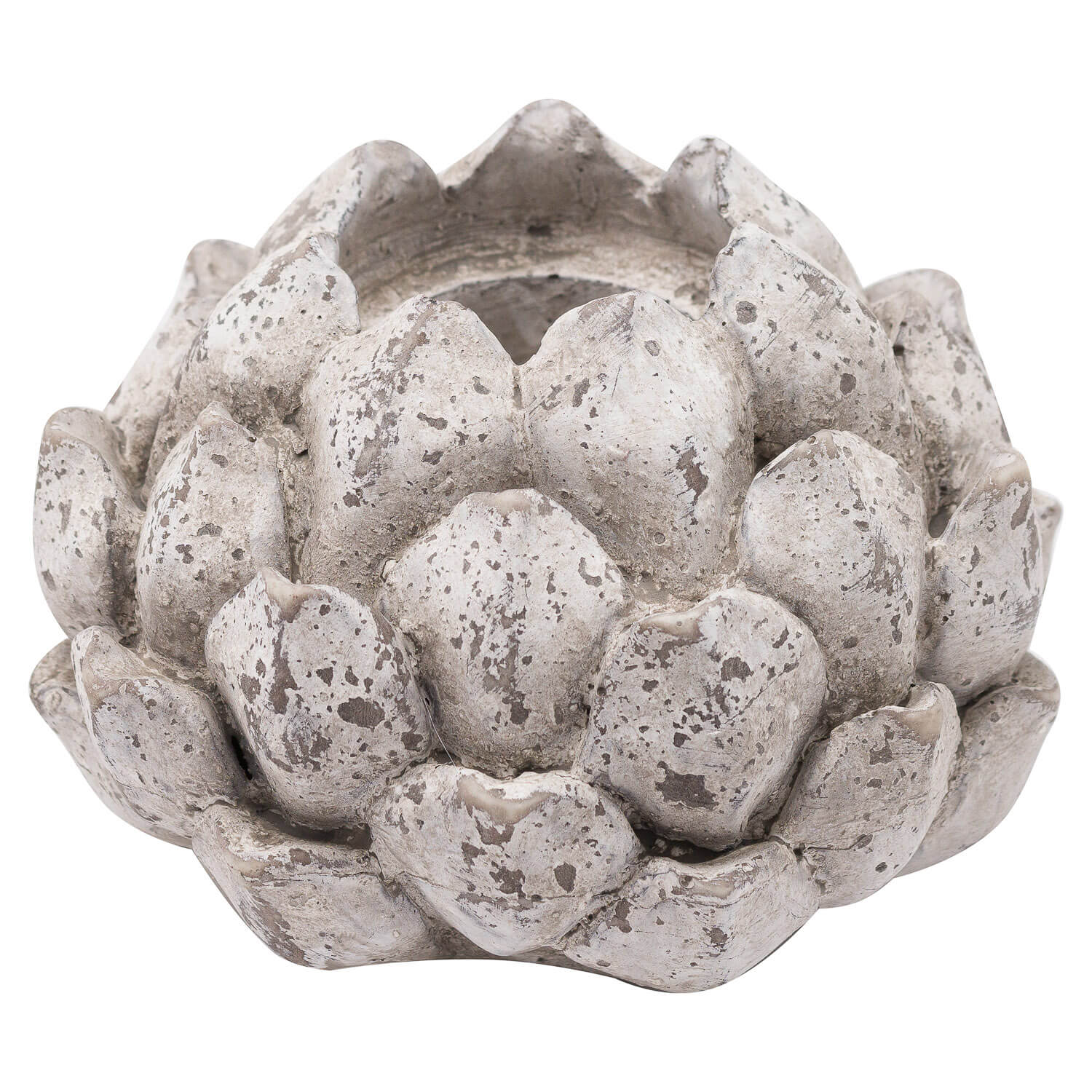 Handcrafted stone-effect ceramic acorn tea light holder in natural tones, textured for rustic home decor ambiance. by RoomLondon at brixbailey.com
