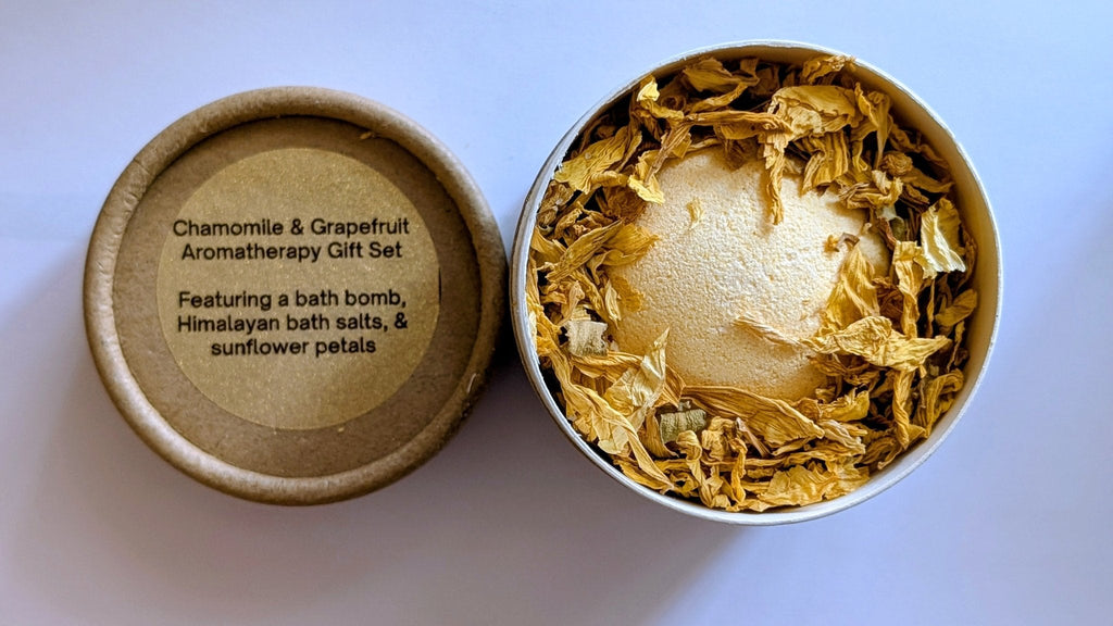 Chamomile and Grapefruit Bath Bomb Gift Set with Himalayan Salt