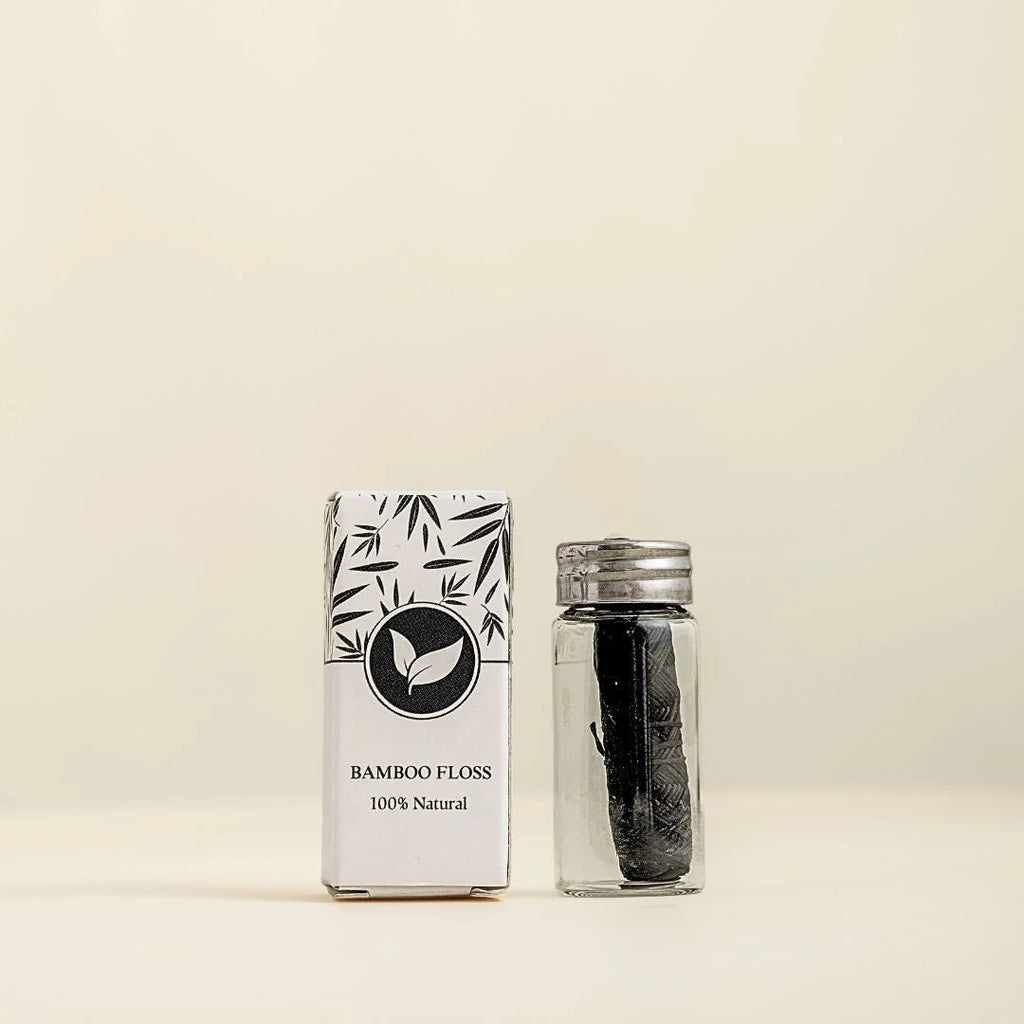 Charcoal Activated Bamboo Floss with Glass Jar