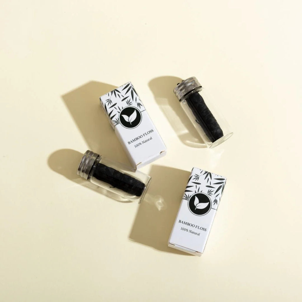 Charcoal Activated Bamboo Floss with Glass Jar