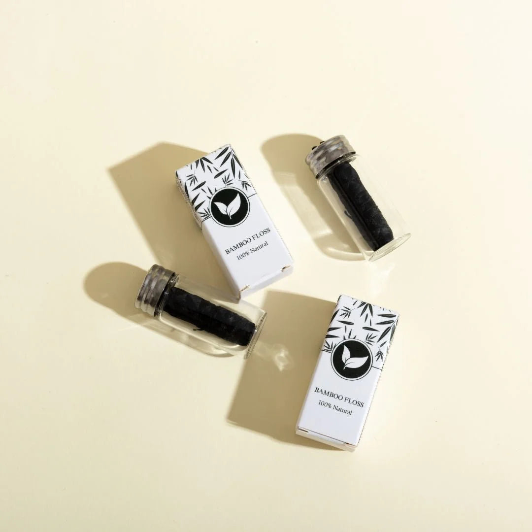 Charcoal Activated Bamboo Floss with Glass Jar