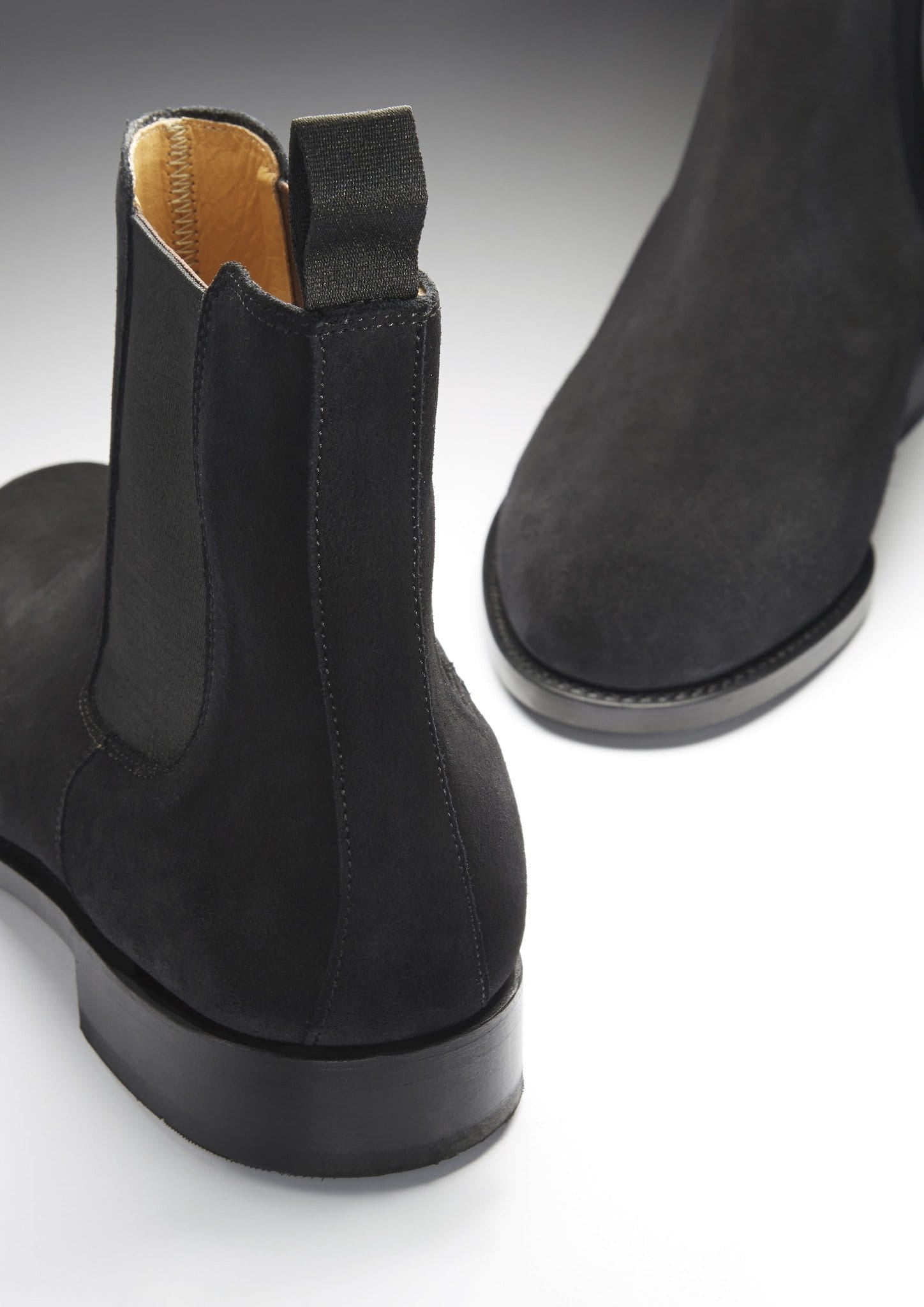 Black Suede Chelsea Boots with Leather Sole