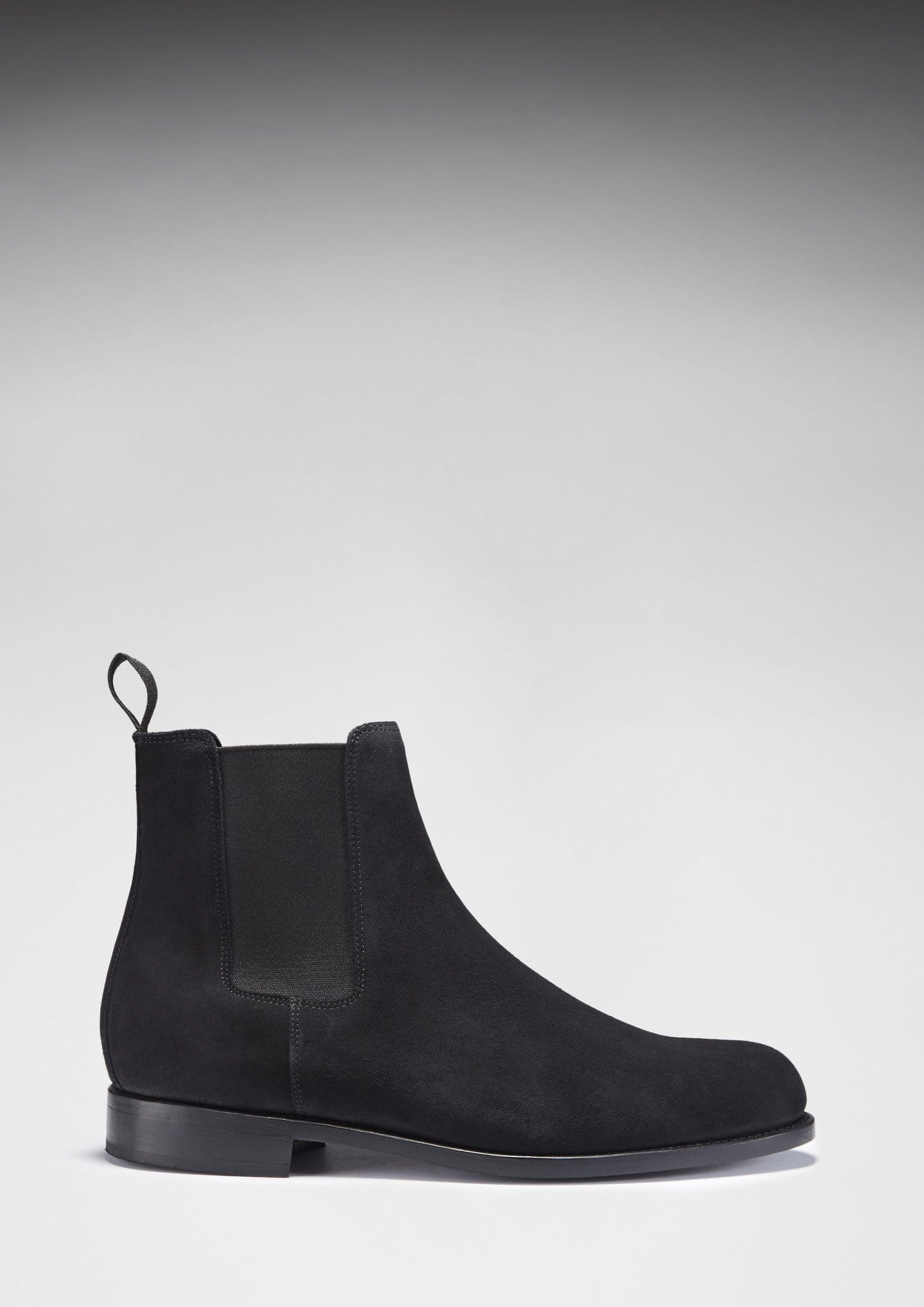 Black Suede Chelsea Boots with Leather Sole