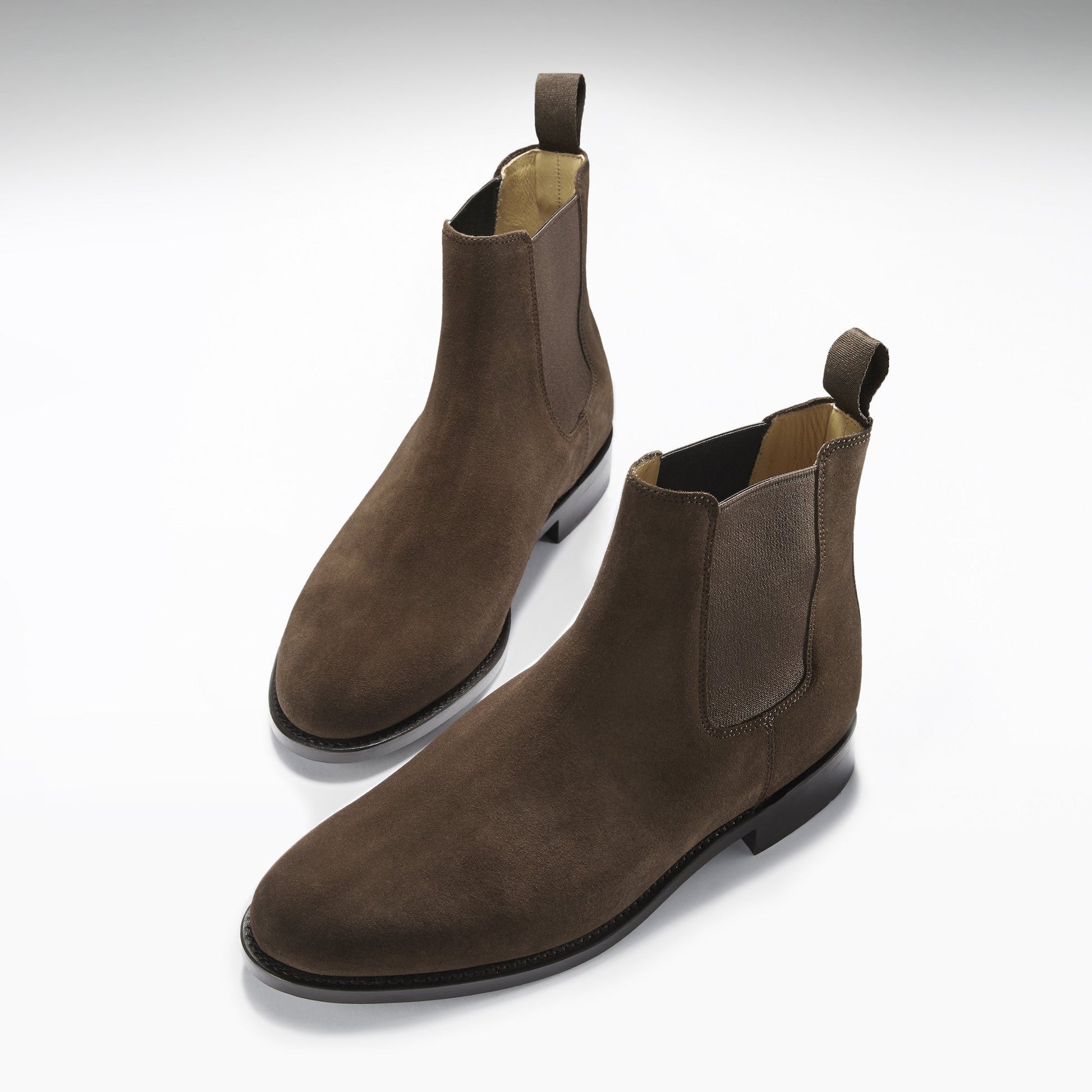 Brown Suede Chelsea Boots with Leather Sole