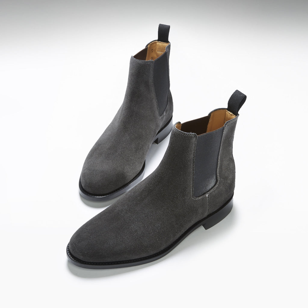 Grey Suede Chelsea Boots with Leather Sole