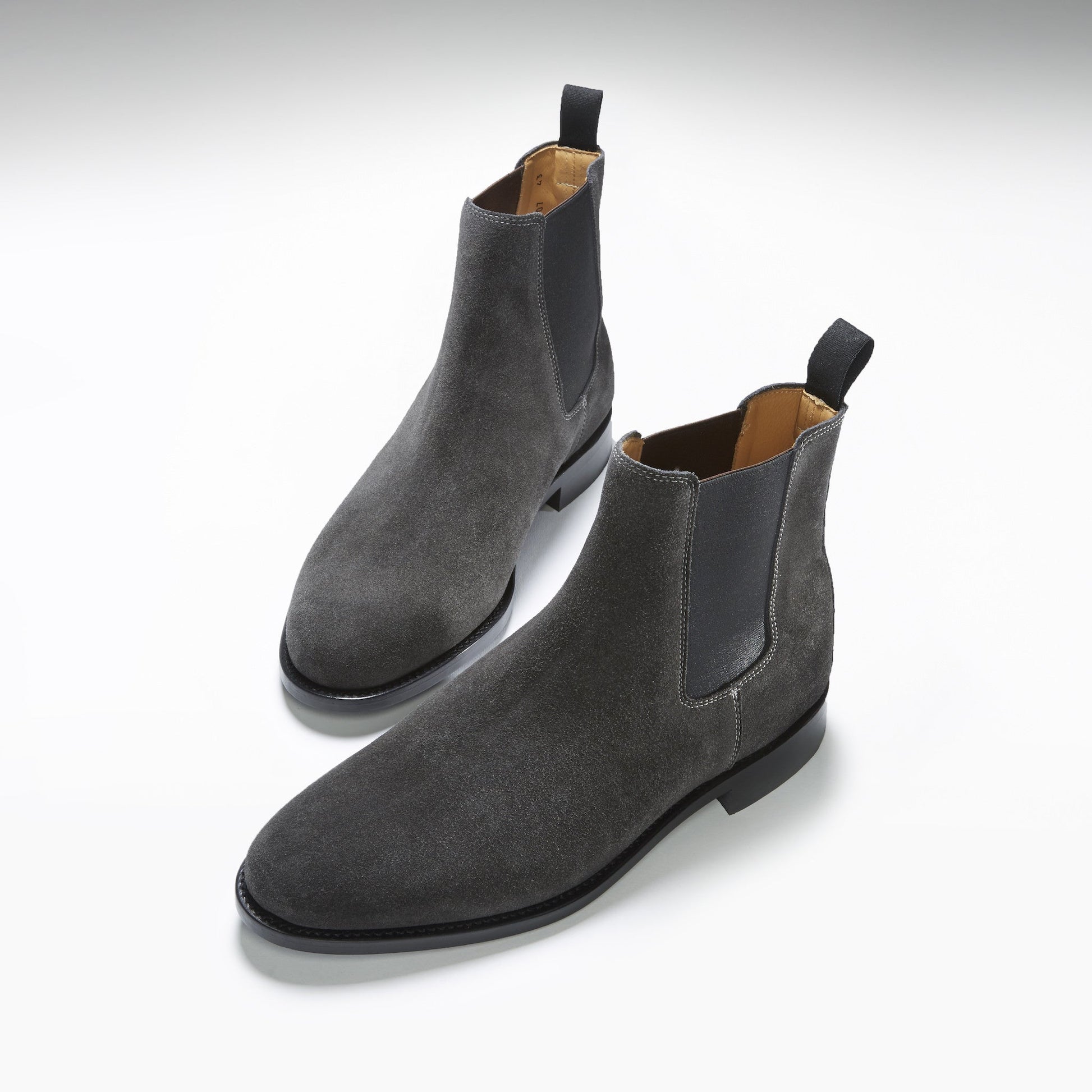 Grey Suede Chelsea Boots with Leather Sole