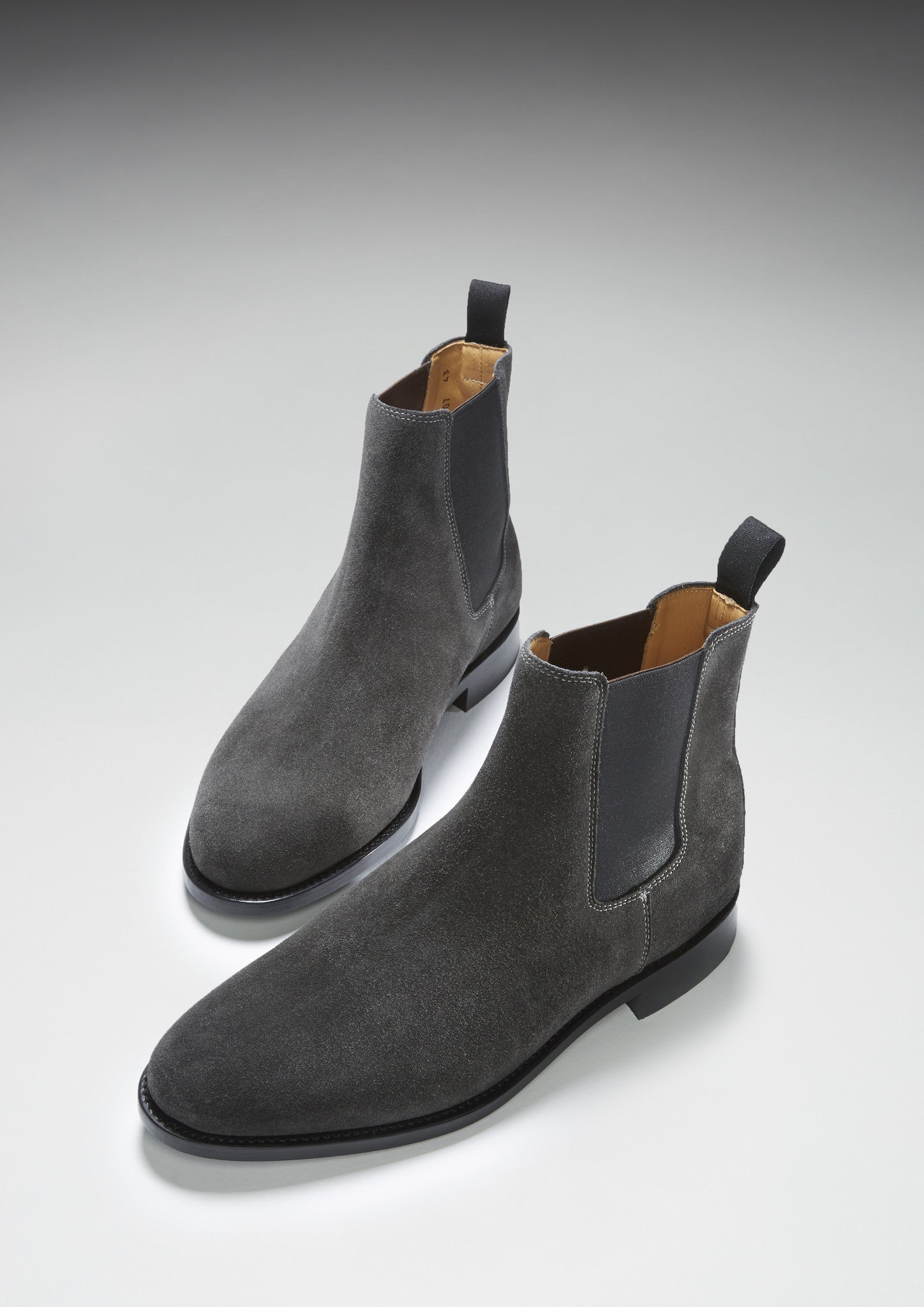 Grey Suede Chelsea Boots with Leather Sole