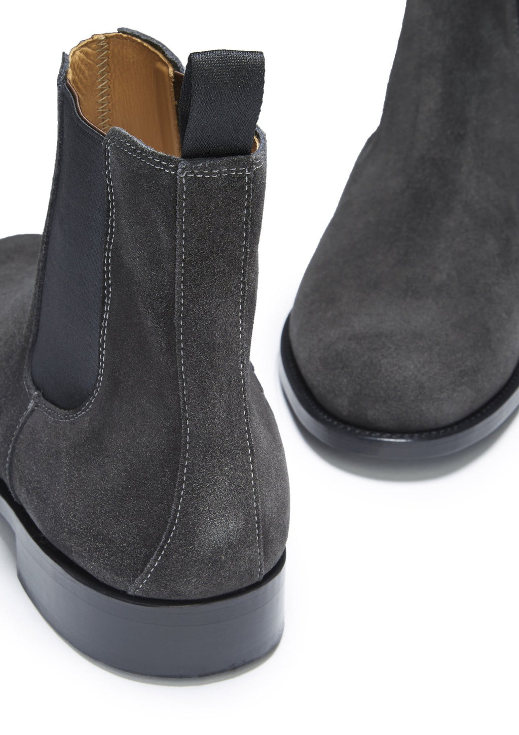 Grey Suede Chelsea Boots with Leather Sole