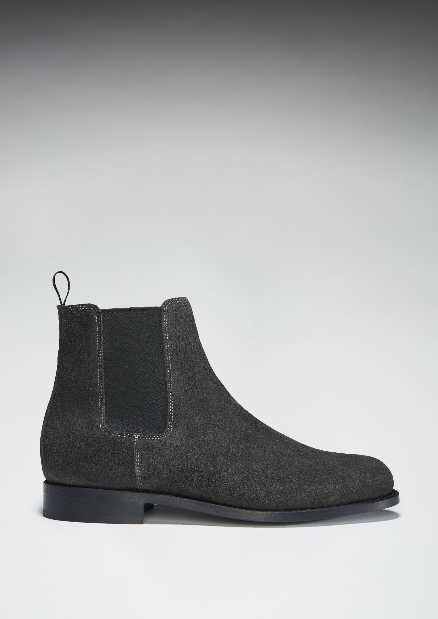 Grey Suede Chelsea Boots with Leather Sole