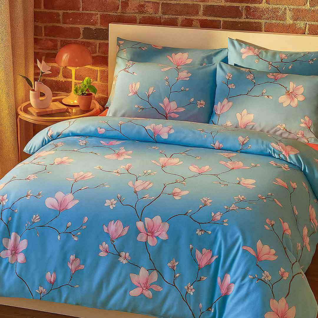 Cherry Blossom Bedding Set in Sky Blue