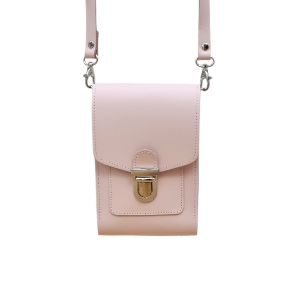Leather Push Lock Crossbody Phone Case in Cherry Blossom