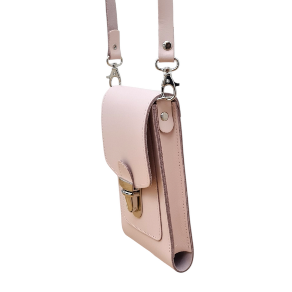 Leather Push Lock Crossbody Phone Case in Cherry Blossom