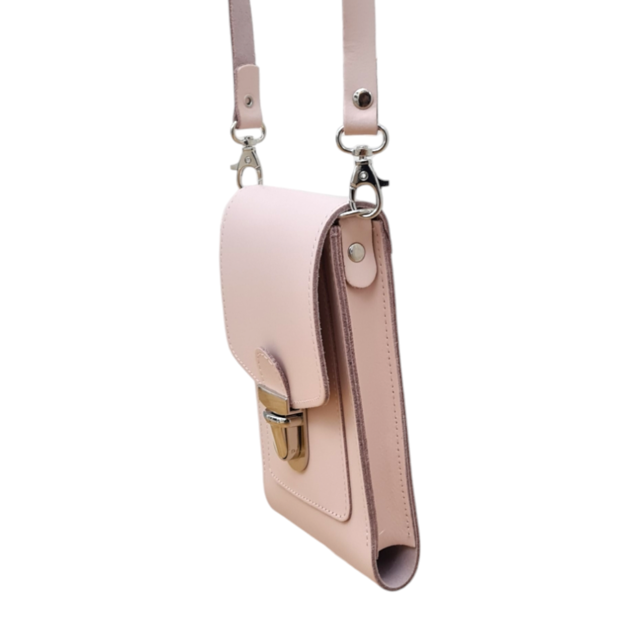 Leather Push Lock Crossbody Phone Case in Cherry Blossom