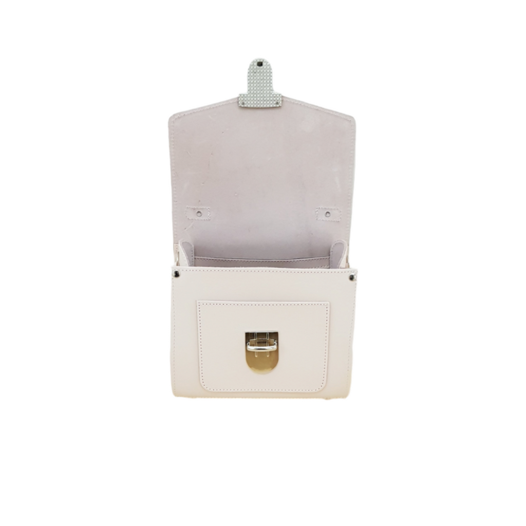 Handmade Leather Sugarcube Handbag in Cherry Blossom