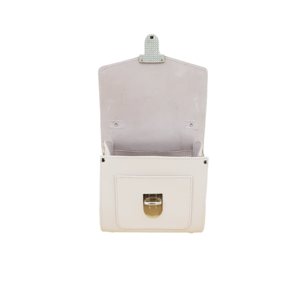 Handmade Leather Sugarcube Handbag in Cherry Blossom