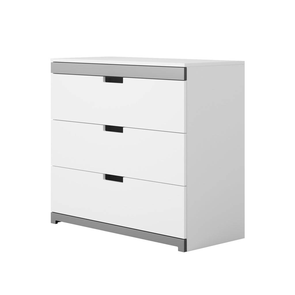 functional tomi kids chest of drawers with three white drawers for nursery organization
