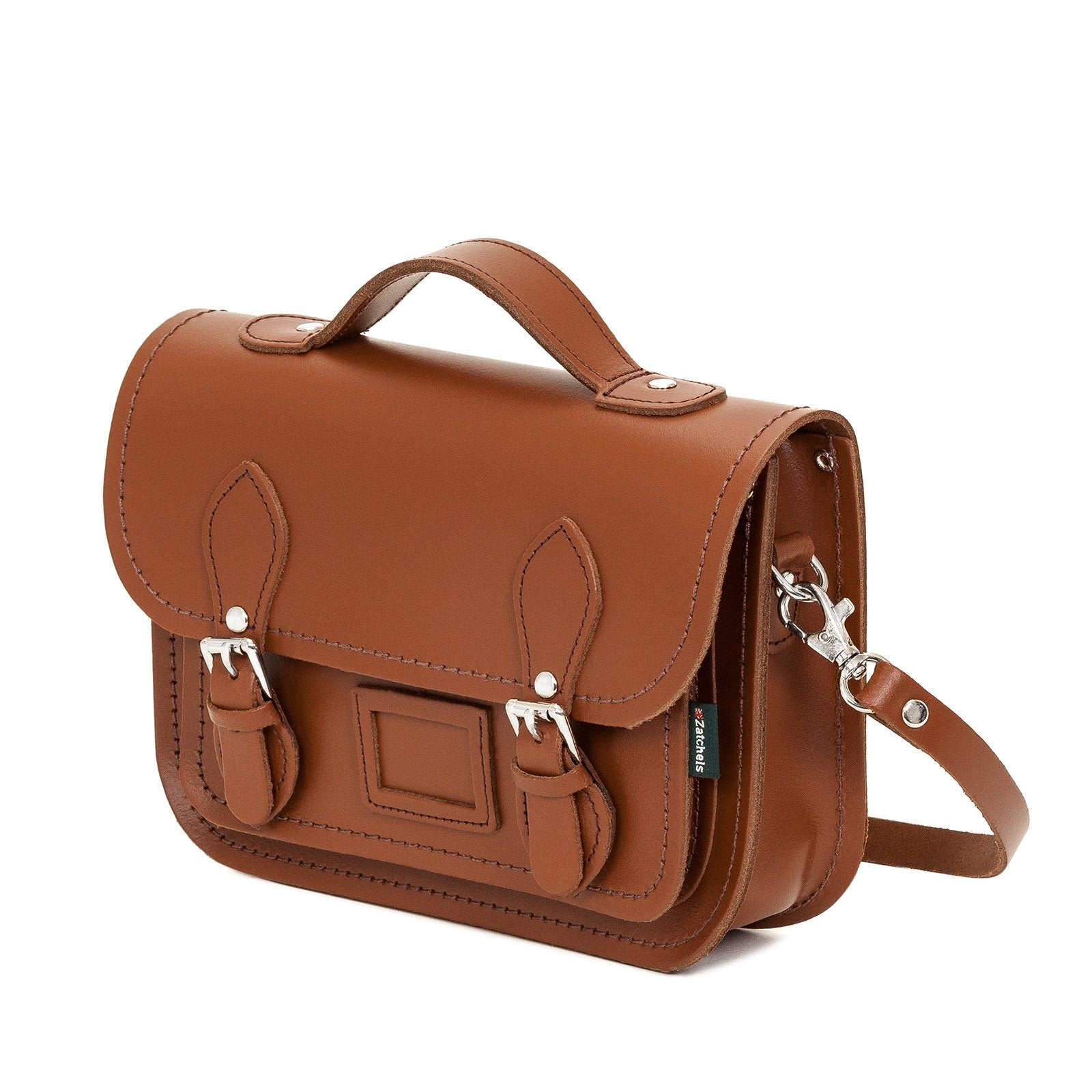 Leather Midi Satchel Chestnut