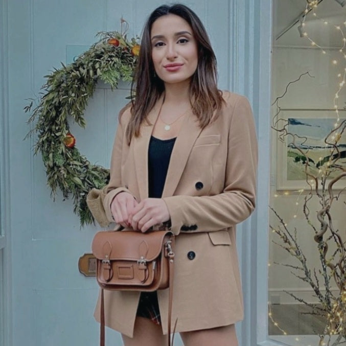 Leather Midi Satchel Chestnut
