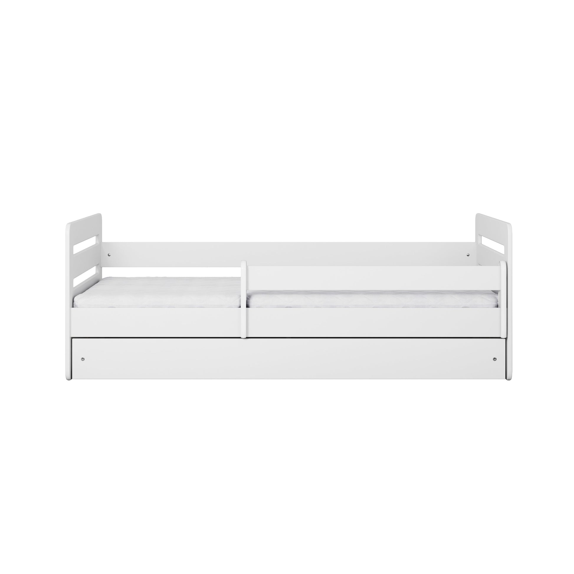functional white tomi kids bed with optional storage drawer for a tidy room