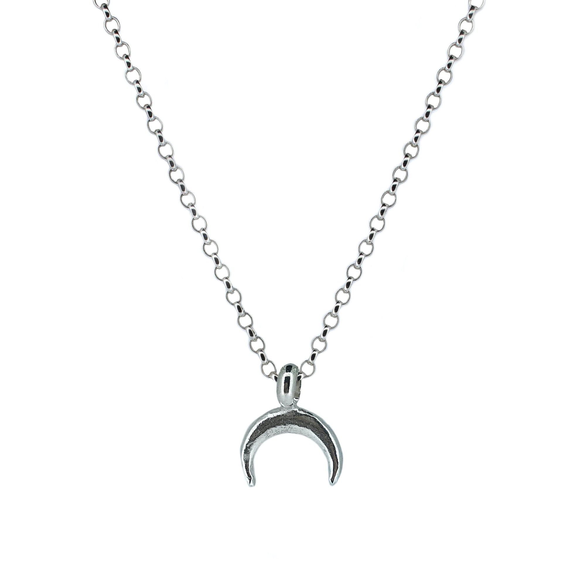 Crescent Horn Charm Necklace in Sterling Silver