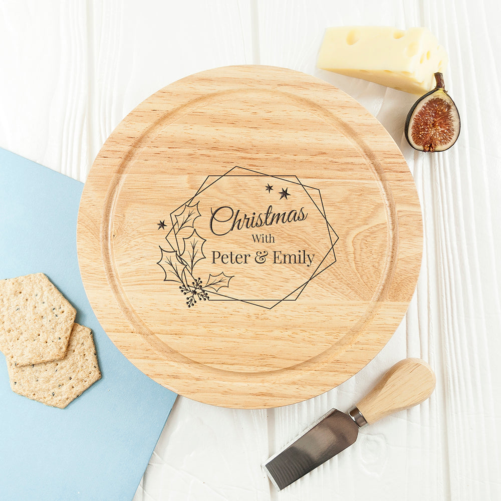 Personalised Christmas at Home Cheese Board Set