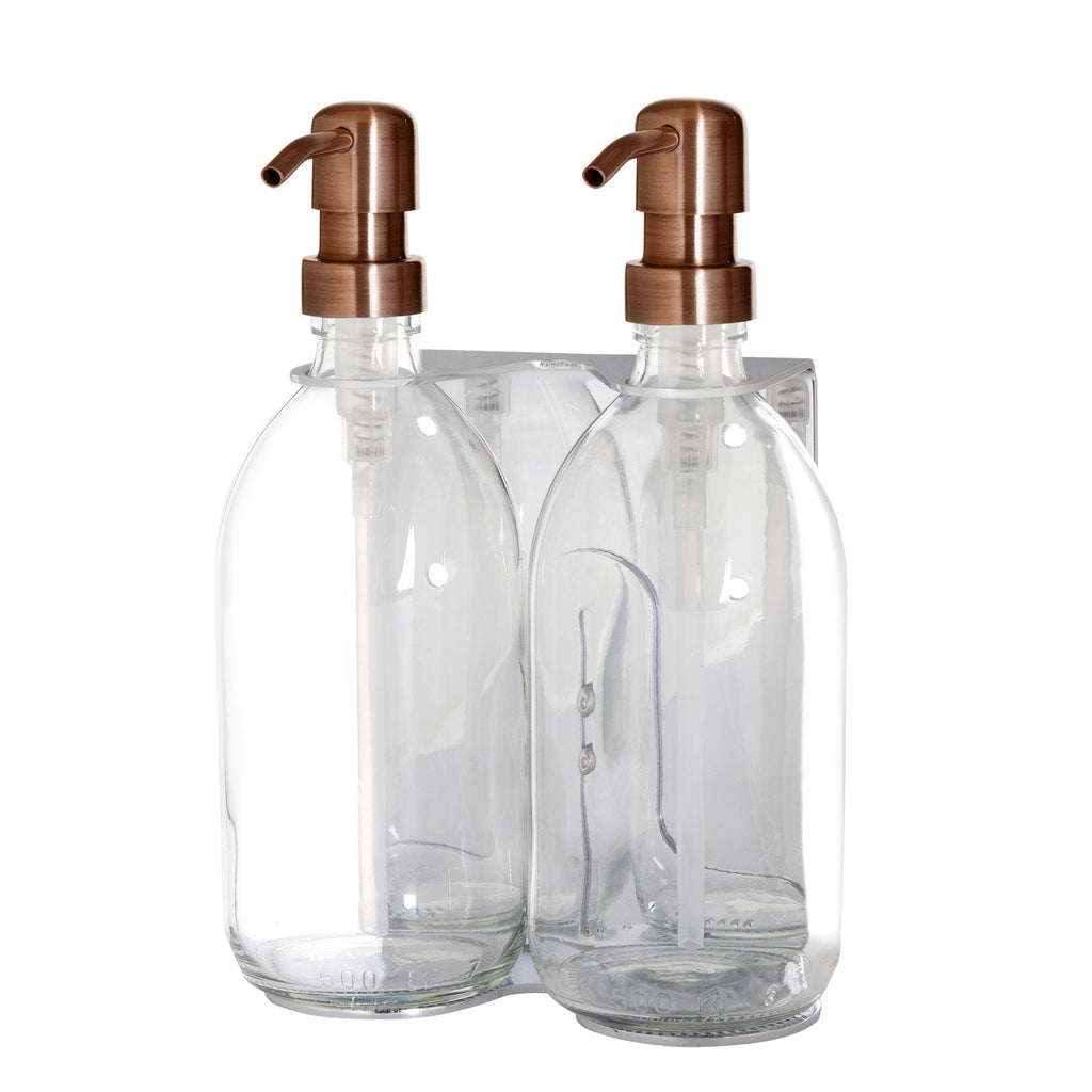 Chrome Double Wall Mounted Soap Dispenser
