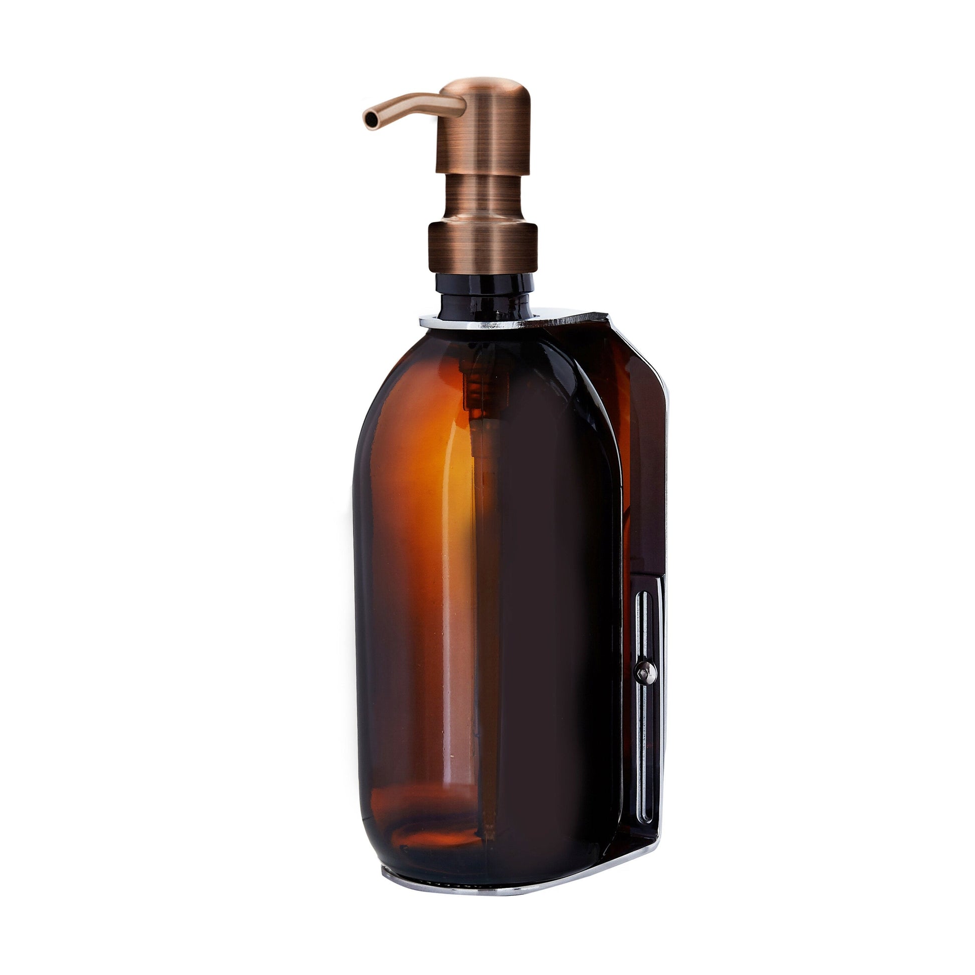 Chrome Wall Mounted Soap Dispenser with Refillable Glass Bottle