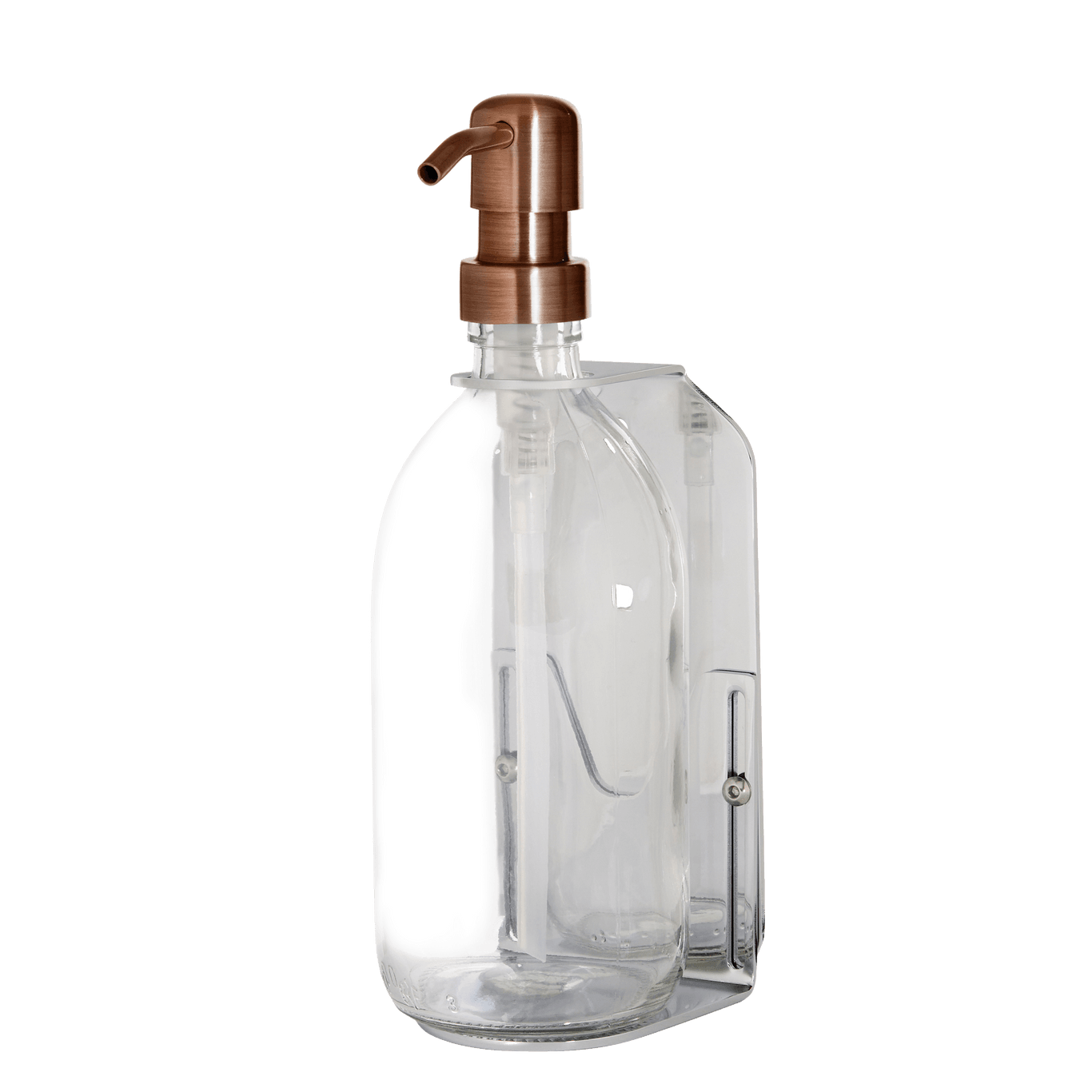 Chrome Wall Mounted Soap Dispenser with Refillable Glass Bottle