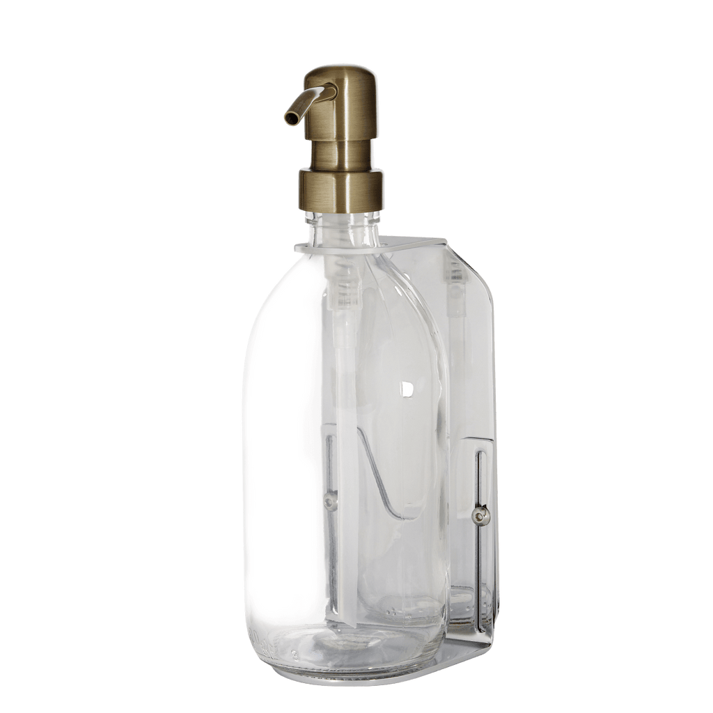 Chrome Wall Mounted Soap Dispenser with Refillable Glass Bottle