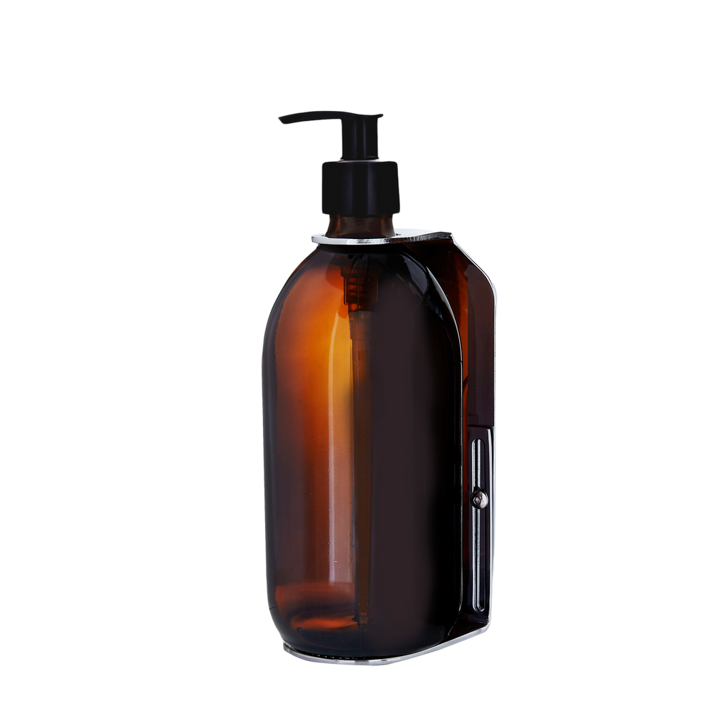 Chrome Wall Mounted Soap Dispenser with Refillable Glass Bottle