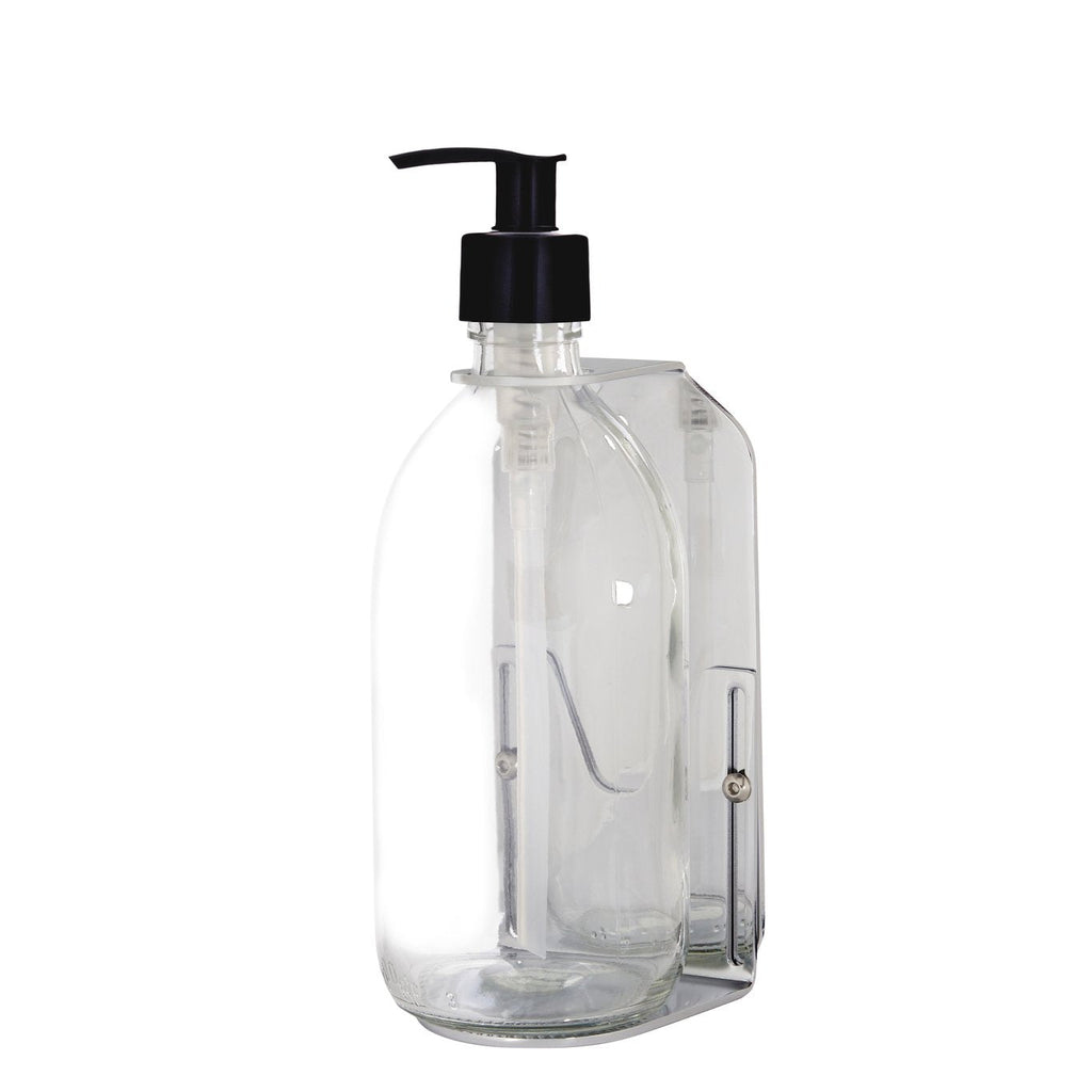 Chrome Wall Mounted Soap Dispenser with Refillable Glass Bottle
