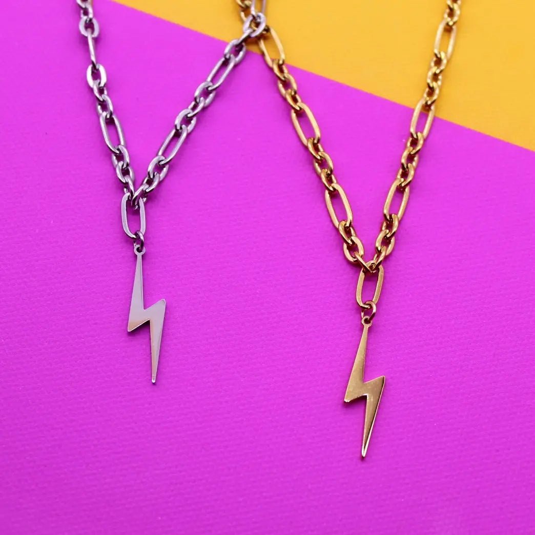Chunky Chain Lightning Bolt Necklace