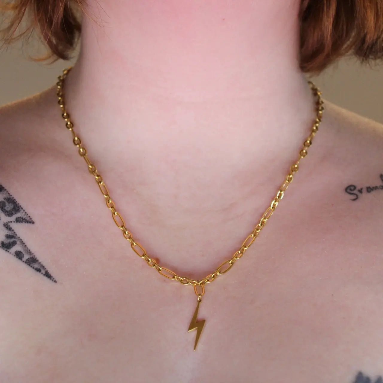 Chunky Chain Lightning Bolt Necklace