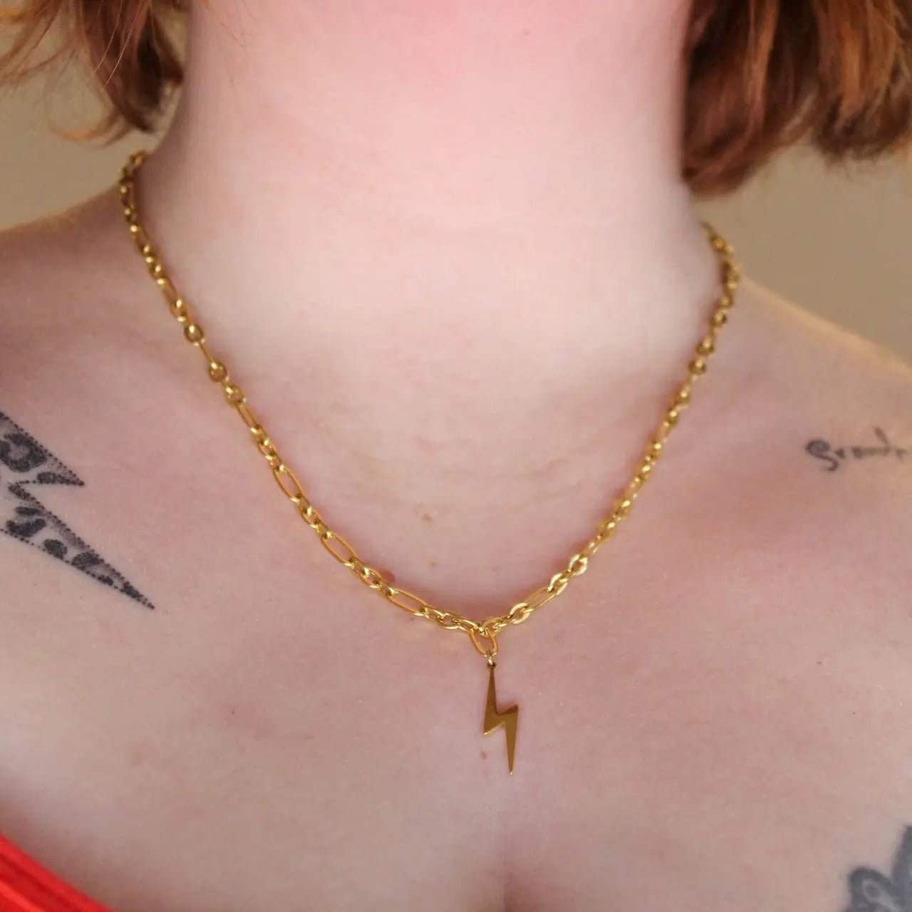 Chunky Chain Lightning Bolt Necklace