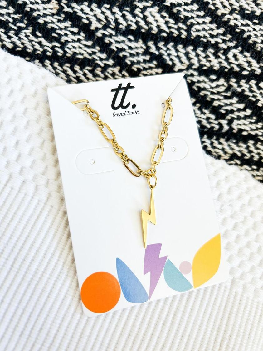 Chunky Chain Lightning Bolt Necklace