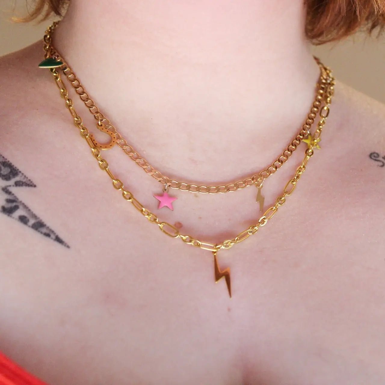 Chunky Chain Lightning Bolt Necklace