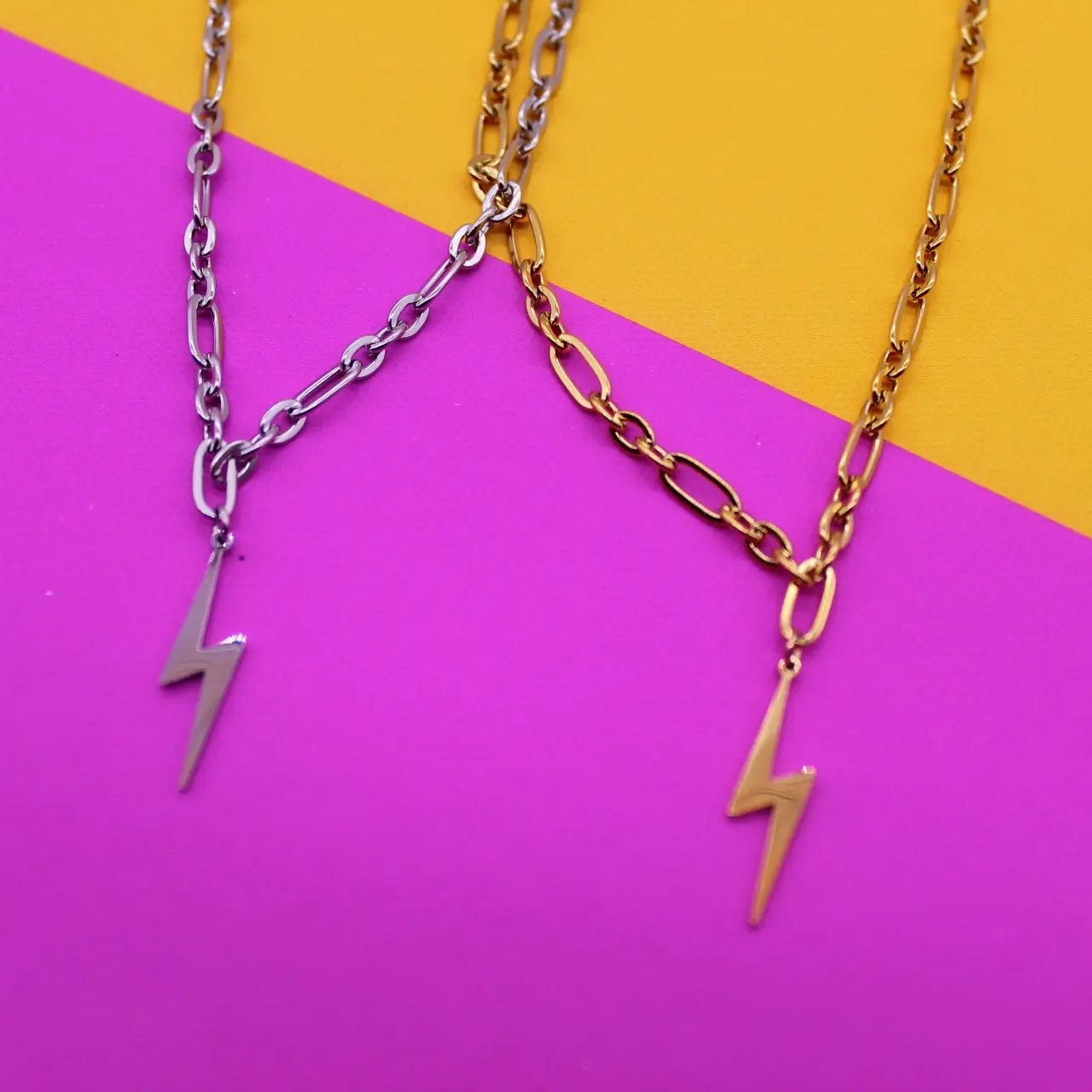 Chunky Chain Lightning Bolt Necklace