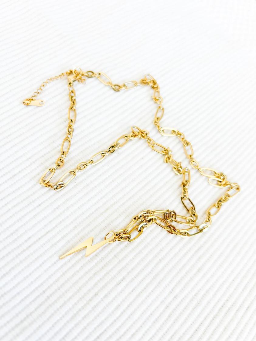 Chunky Chain Lightning Bolt Necklace