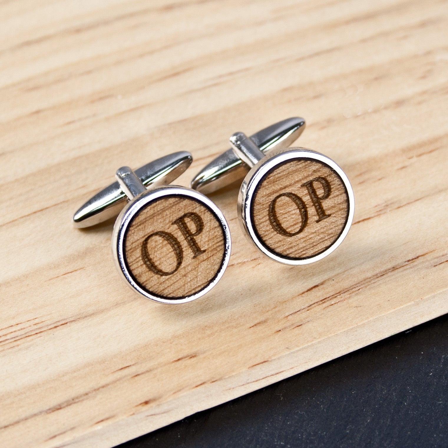 Personalised Round Wooden Cufflinks