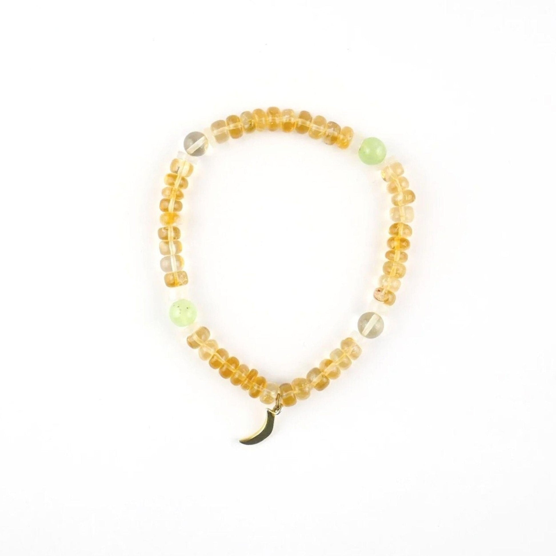 Citrine Moonstone Bracelet with Gold Charm