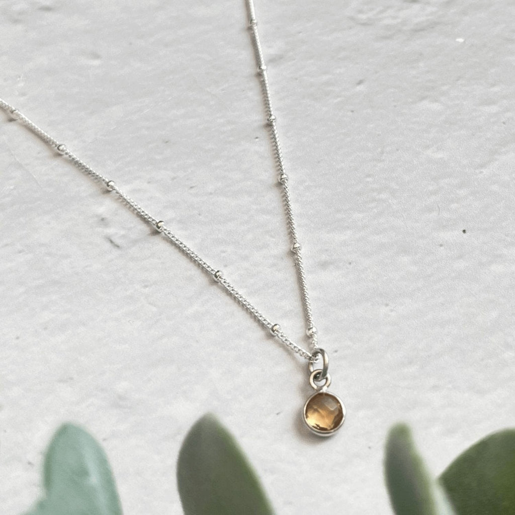 Citrine Birthstone Necklace in Sterling Silver
