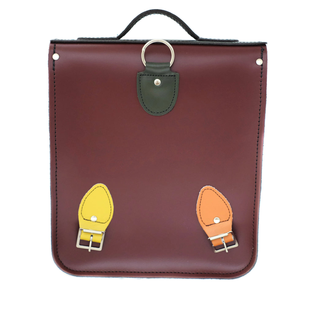 Handmade Leather City Backpack in Autumnal Kaleidoscope