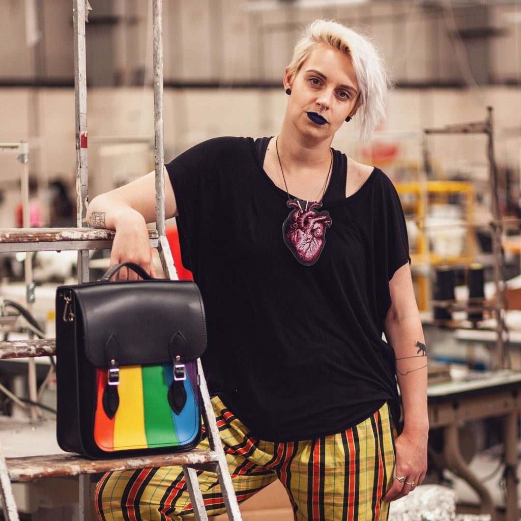 Handmade Leather City Backpack Pride Rainbow
