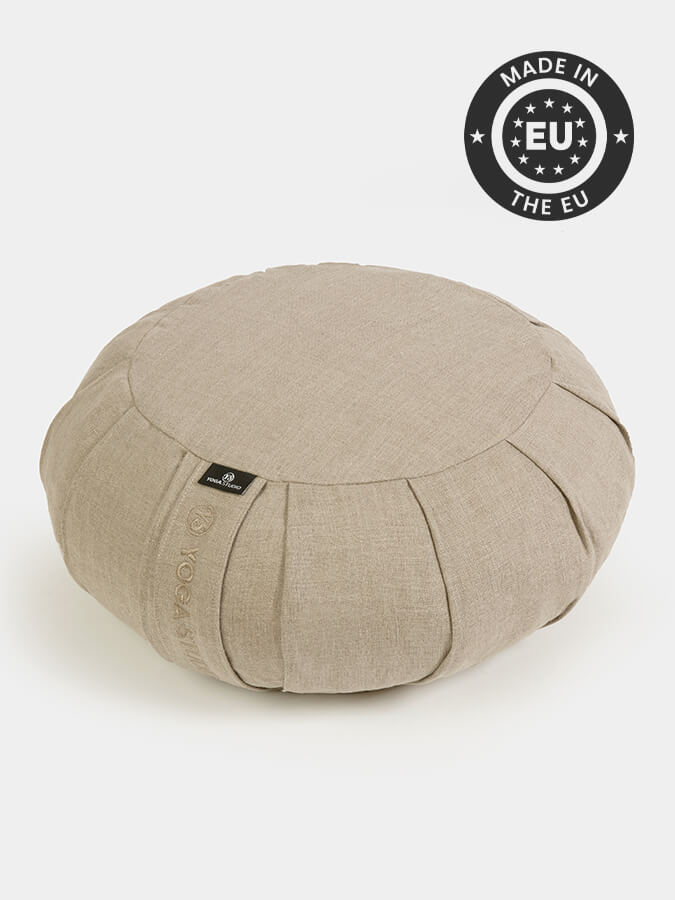 Organic Buckwheat Round Linen Meditation Zafu Cushion
