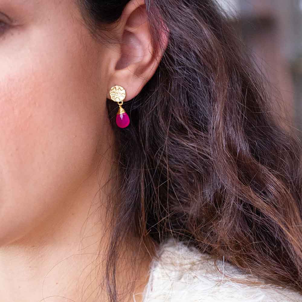 Fuchsia Onyx Drop Earrings