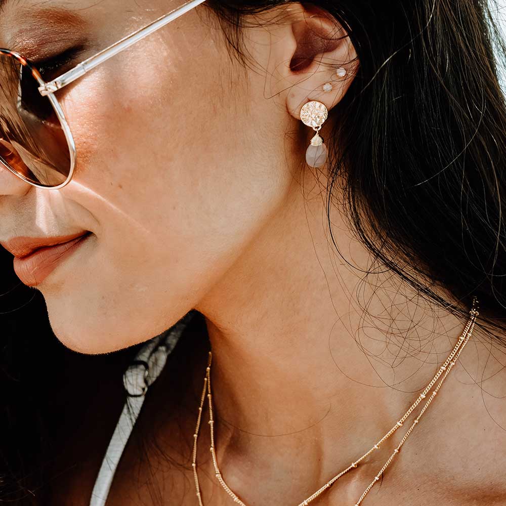 Classic Athena Kate Drop Earrings: Pink Chalcedony