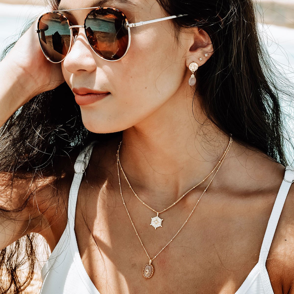 Classic Athena Kate Drop Earrings: Pink Chalcedony